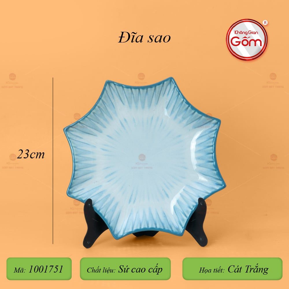 Bộ Bát Đĩa Bát Tràng Men Biển Xanh Cát Trắng