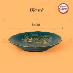 Bộ Trà Men Xanh Lam Mẫu Đơn Hoa Sen Vẽ Vàng