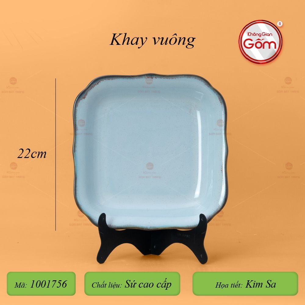 Đĩa Khay Vuông Men Biển Kim Sa