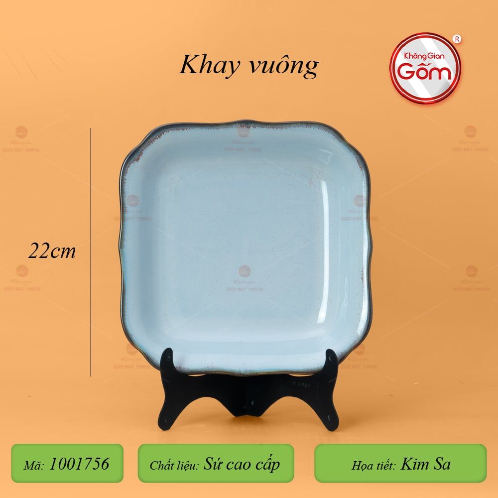 Bộ Bát Đĩa Bát Tràng Men Biển Xanh Kim Sa