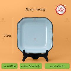 Bộ Bát Đĩa Bát Tràng Men Biển Xanh Kim Sa