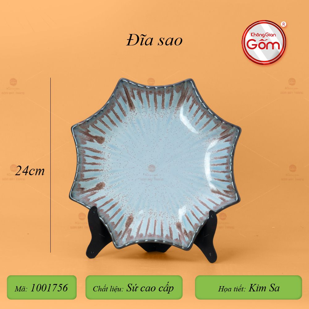 Đĩa Sao Men Biển Xanh Kim Sa