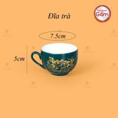 Bộ Trà Men Xanh Lam Ngọn Lửa Hoa Sen Vẽ Vàng