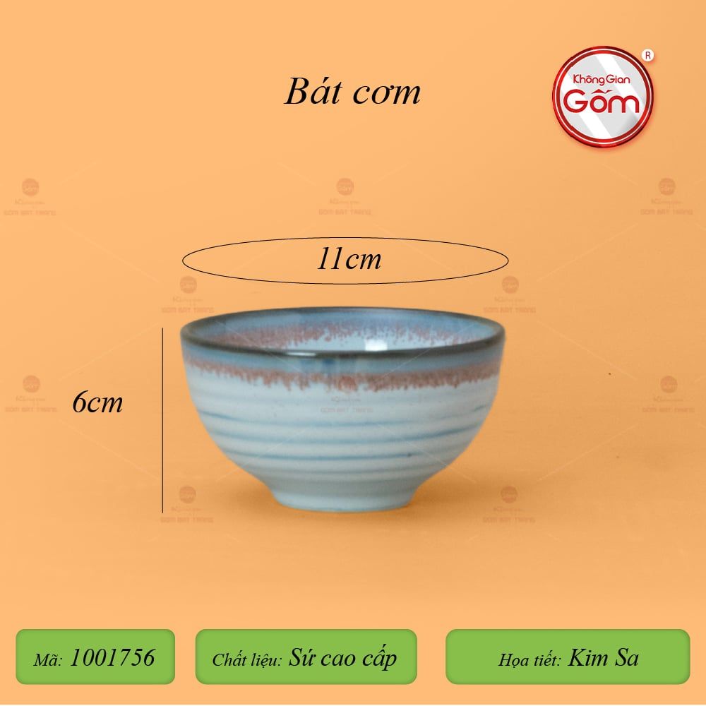 Bộ Bát Đĩa Bát Tràng Men Biển Xanh Kim Sa