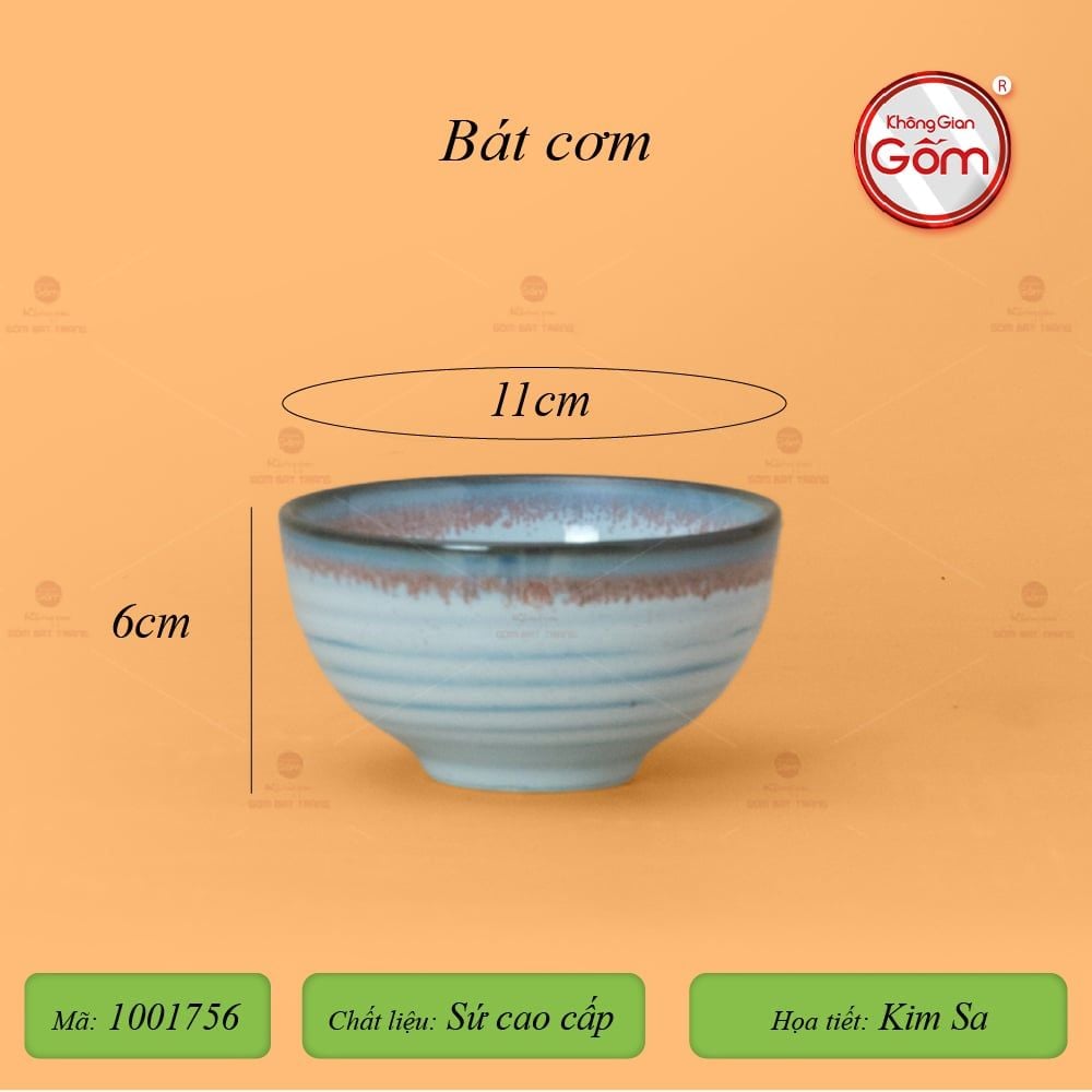 Bộ Bát Cơm Men Biển Xanh Kim Sa