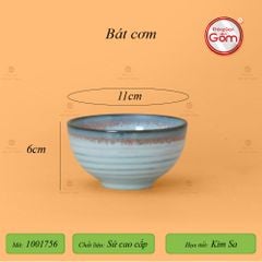 Bộ Bát Cơm Men Biển Xanh Kim Sa