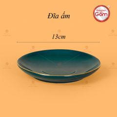 Bộ Trà Men Xanh Lam Bưởi Cành Kẻ Vàng