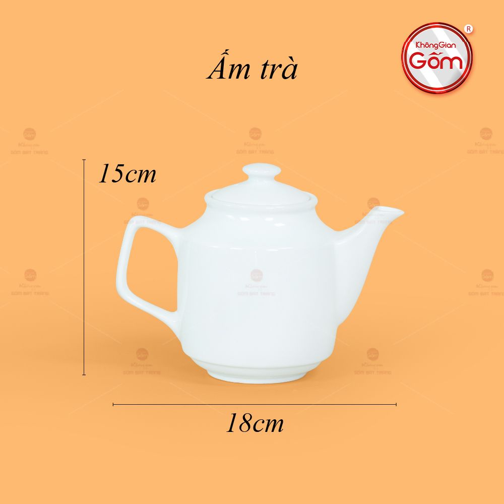 Bộ Trà Men Trắng Vuông Cao