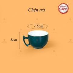 Bộ Trà Men Xanh Lam Bưởi Cành Kẻ Vàng