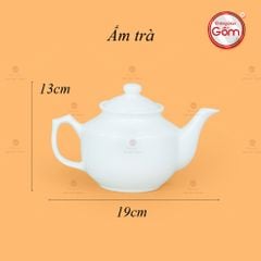 Bộ Trà Men Trắng Vuông Thấp