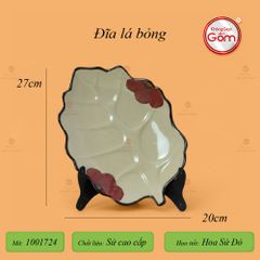 Đĩa Lá Hoa Sứ Đỏ