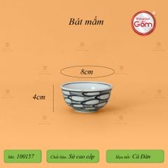Bát Mắm Men Trắng Vẽ Cá Đàn