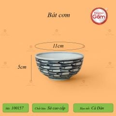 Bát Cơm Men Trắng Vẽ Cá Đàn