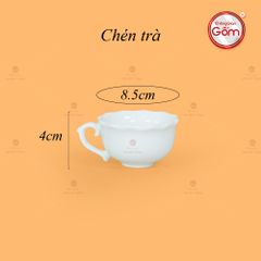 Bộ Trà Men Trắng Mẫu Đơn Ly Lượn