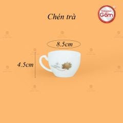 Bộ Trà Men Trắng Đức Sen Bướm Vẽ Vàng