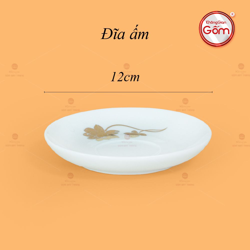 Bộ Trà Men Trắng Đức Sen Bướm Vẽ Vàng