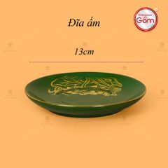 Bộ Trà Men Lục Đài Các Hoa Sen Vẽ Vàng