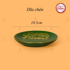 Bộ Trà Men Lục Đài Các Hoa Sen Vẽ Vàng