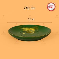 Bộ Trà Men Lục Đài Các Thuận Buồm Xuôi Gió Vẽ Vàng