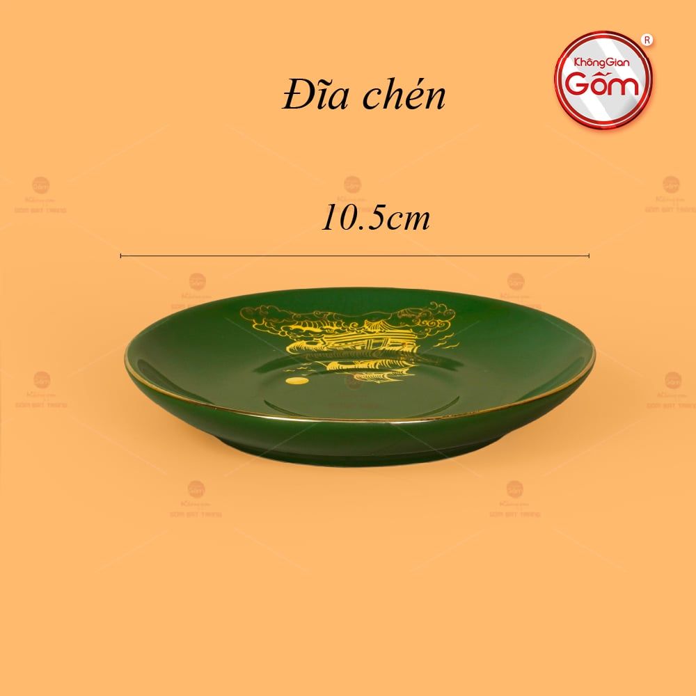 Bộ Trà Men Lục Đài Các Thuận Buồm Xuôi Gió Vẽ Vàng