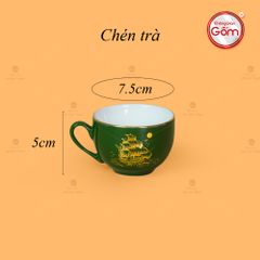 Bộ Trà Men Lục Đài Các Thuận Buồm Xuôi Gió Vẽ Vàng