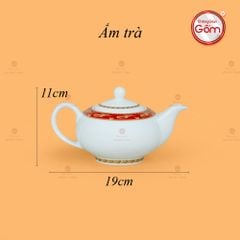 Bộ Trà Men Trắng Minh Nguyệt Viền Chim Hạc Đỏ