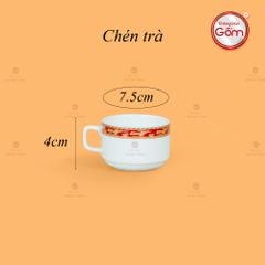 Bộ Trà Men Trắng Minh Nguyệt Viền Chim Hạc Đỏ