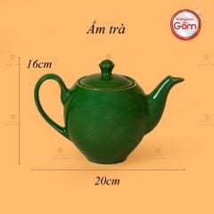 Bộ Trà Men Lục Dáng Minh Long Kẻ Vàng