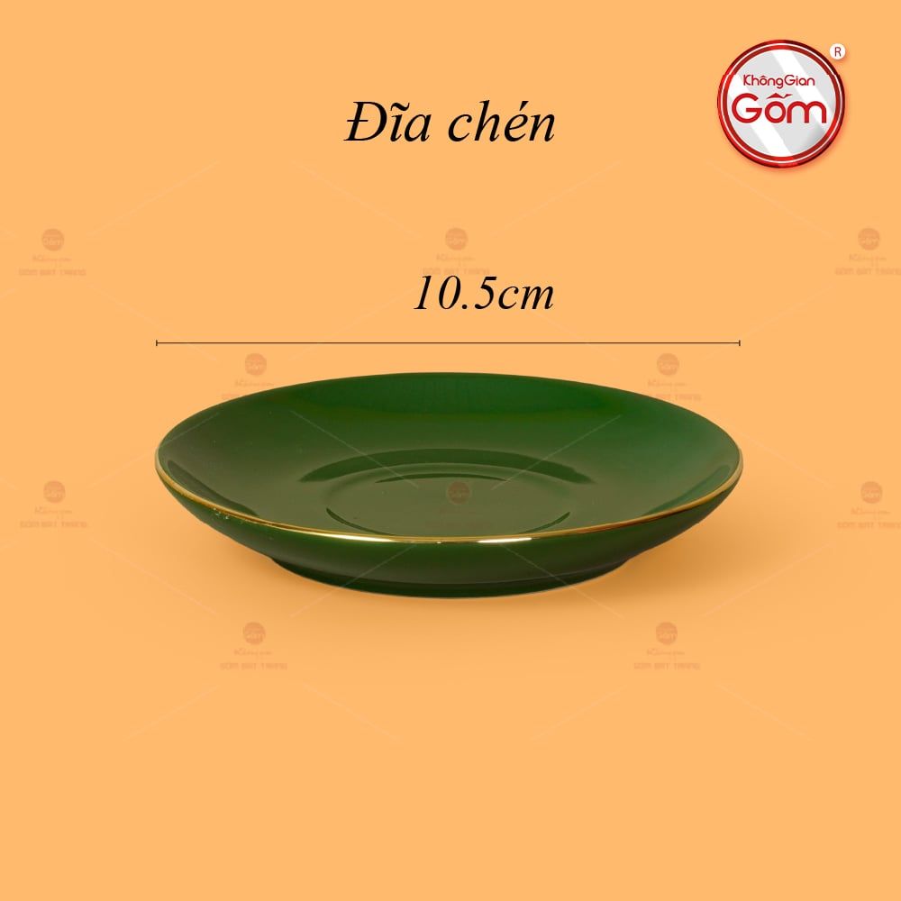 Bộ Trà Men Lục Dáng Minh Long Kẻ Vàng