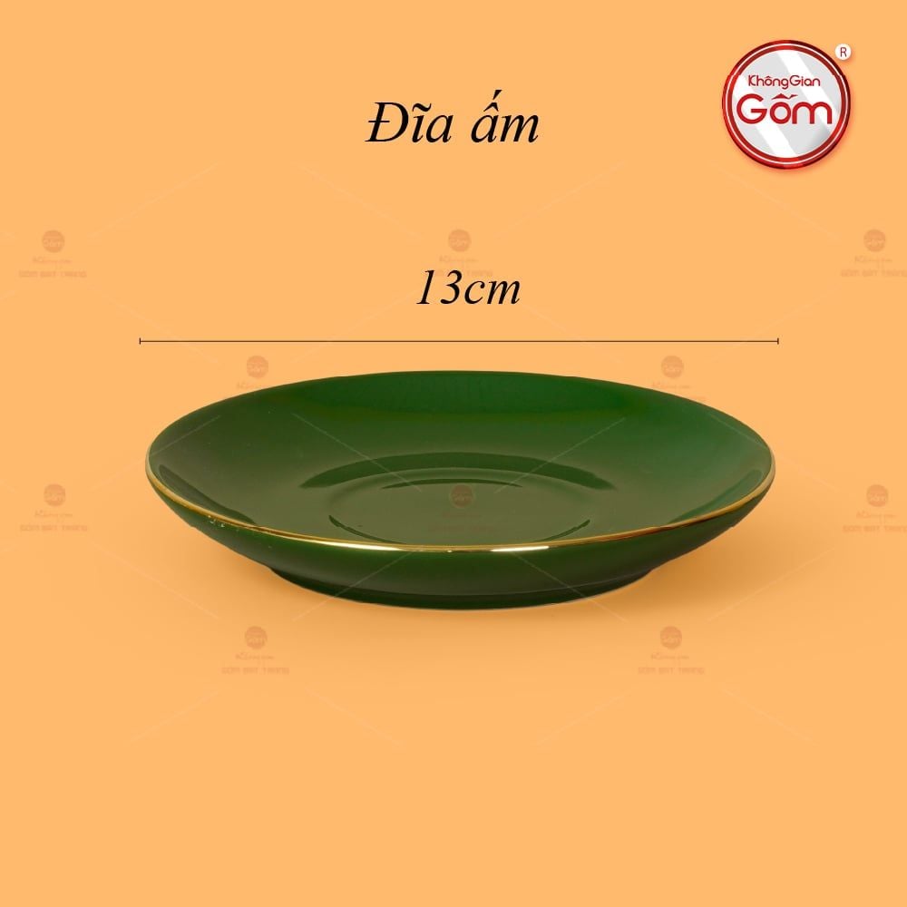 Bộ Trà Men Lục Đài Các Kẻ Vàng