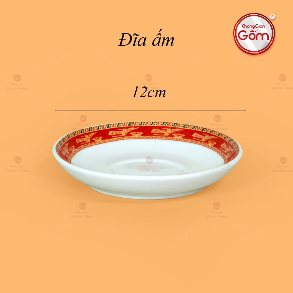 Bộ Trà Men Trắng Minh Nguyệt Viền Chim Hạc Đỏ