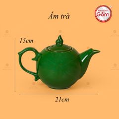 Bộ Trà Men Lục Ngọn Lửa Kẻ Vàng