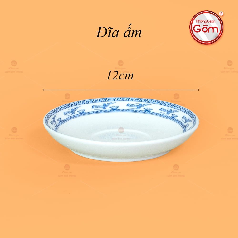 Bộ Trà Men Trắng Camelia Viền Chim Hạc Xanh