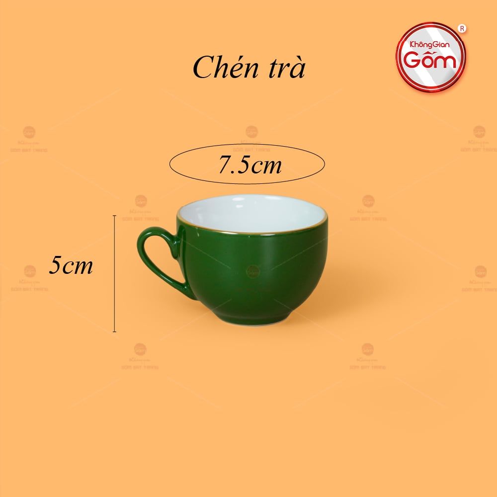 Bộ Trà Men Lục Dáng Minh Long Kẻ Vàng