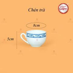 Bộ Trà Men Trắng Camelia Viền Chim Hạc Xanh