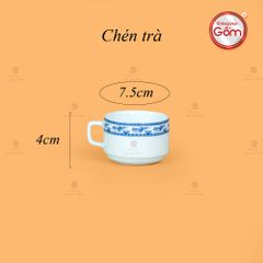Bộ Trà Men Trắng Vuông Cao Viền Chim Hạc