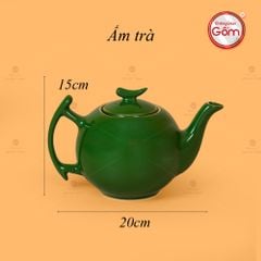 Bộ Trà Men Lục Bưởi Cành Kẻ Vàng