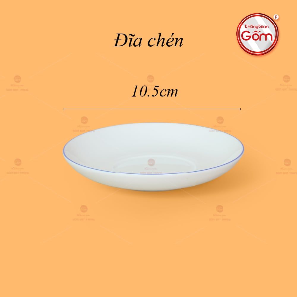 Bộ Trà Men Trắng Vai Vuông Kẻ Viền Xanh