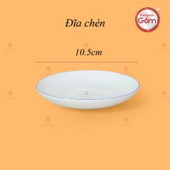 Bộ Trà Men Trắng Vai Vuông Kẻ Viền Xanh