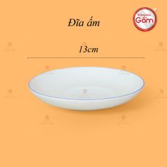 Bộ Trà Men Trắng Vai Vuông Kẻ Viền Xanh