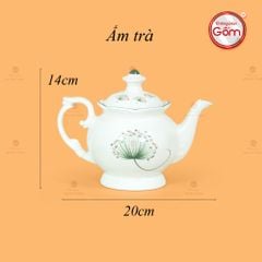 Bộ Trà Men Trắng Đài Các Vẽ Hoa Bồ Công Anh