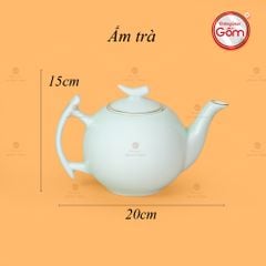 Bộ Trà Men Ngọc Bưởi Cành Vẽ Vàng