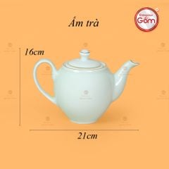 Bộ Trà Men Ngọc Dáng Minh Long Vẽ Vàng