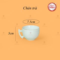 Bộ Trà Men Ngọc Bưởi Cành Vẽ Vàng