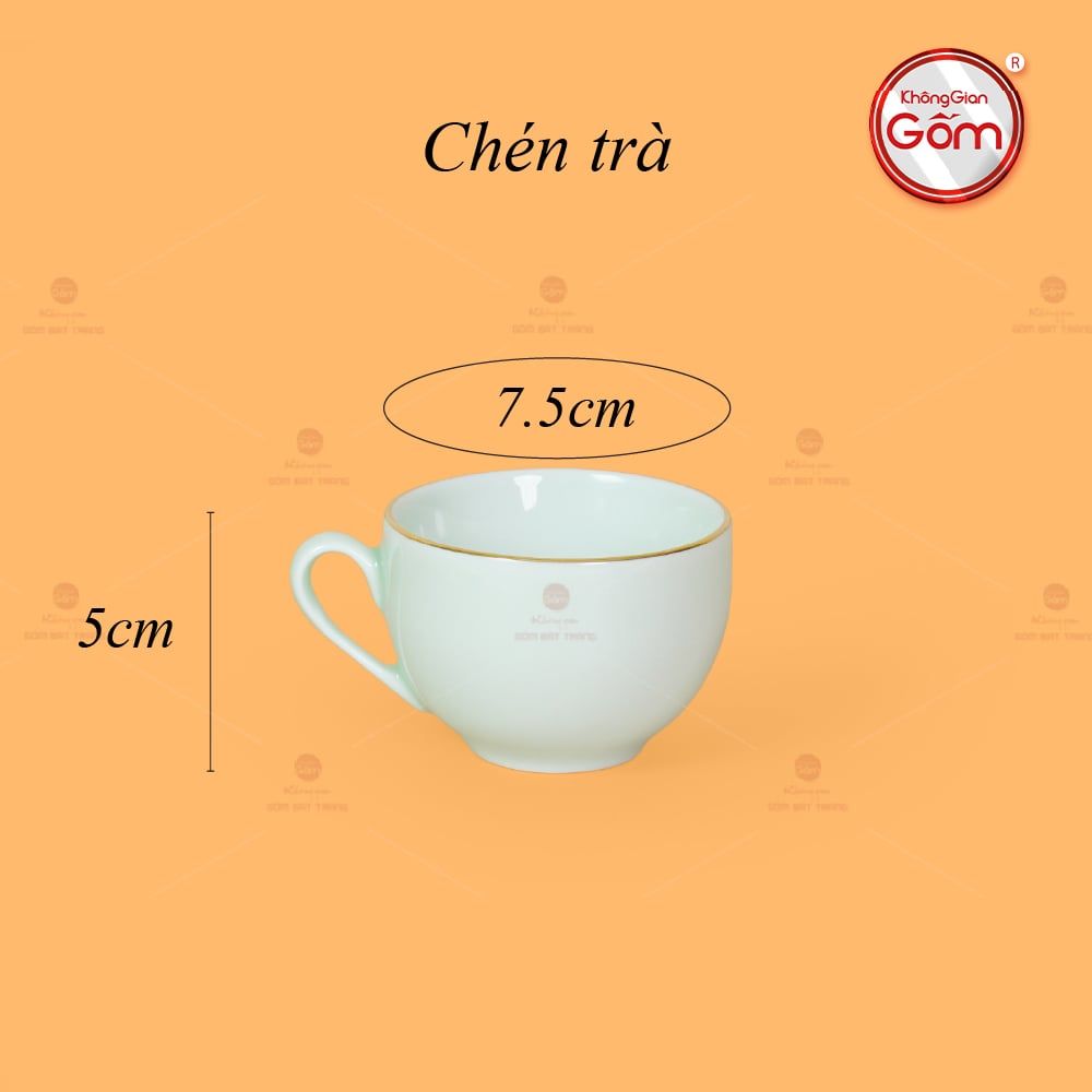 Bộ Trà Men Ngọc Dáng Minh Long Vẽ Vàng