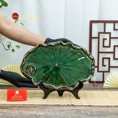 Khay Trà Sen Bầu Dục Xanh Lục
