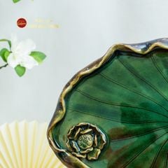 Khay Trà Sen Bầu Dục Xanh Lục