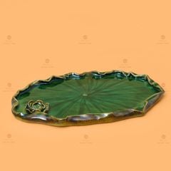 Khay Trà Sen Bầu Dục Xanh Lục