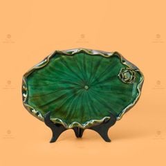 Khay Trà Sen Bầu Dục Xanh Lục