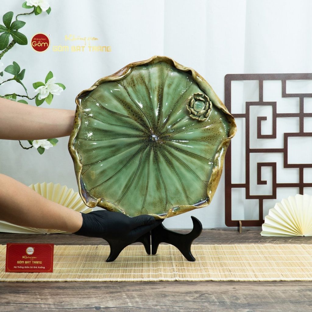 Khay Trà Sen Men Xanh Nhạt